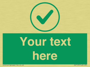 Custom green background, green tick in circle sign